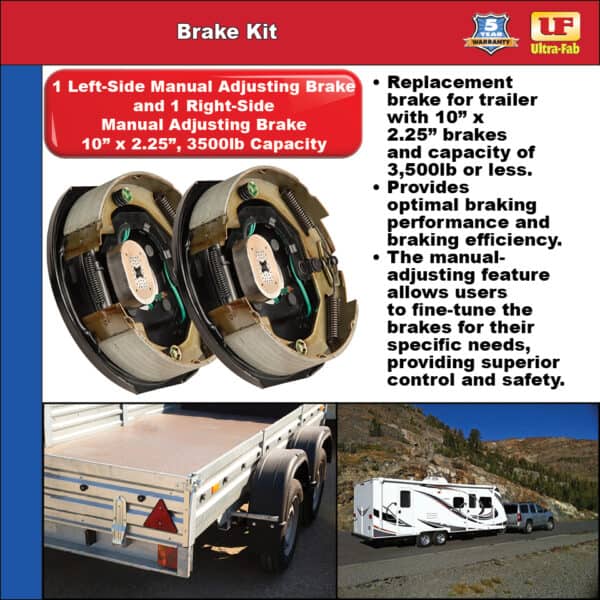 48-979601 . Brake Kit (2 Manual-Adjusting Brakes 10" x 2.25") 3500lb Capacity - Image 2